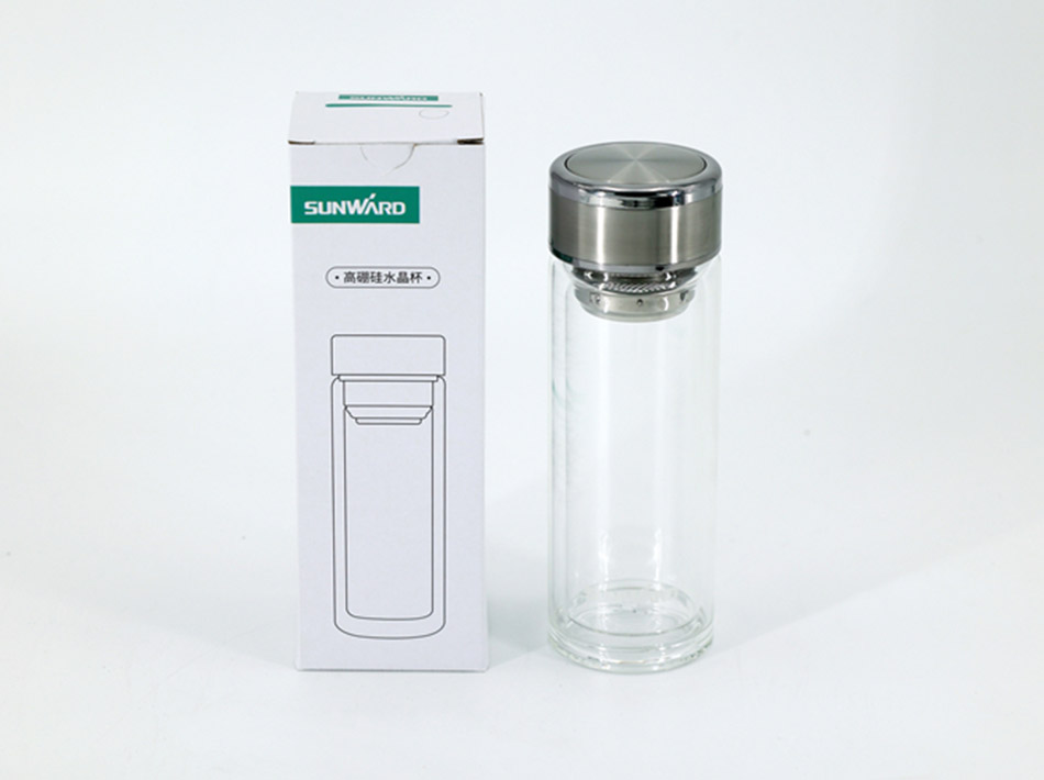 Copo de cristal de borosilicato de 380ml com dupla camada de vidro anti-escaldante, copo de separação de água para chá